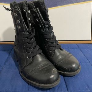 Black combat boots